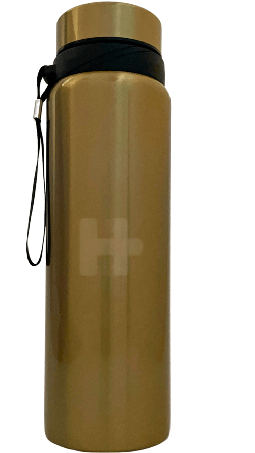 Hydrate+ Smart Water Bottle in metallic gold, 32oz, designed for freshness and temperature control.