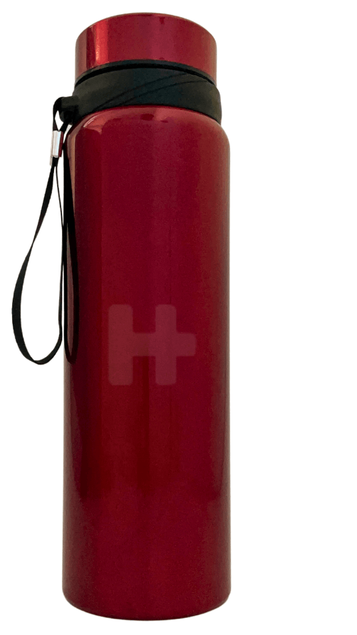 Hydrate+ 32oz smart water bottle in red, featuring a built-in filter and temperature control for fresh hydration.